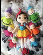 Pamuk Prenses ve Yedi Cüceler Amigurumi Organik Oyuncak - 1