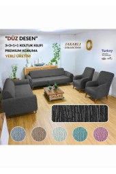 AmorHome 3-3-1-1 Lastikli Koltuk Örtüsü - Kanepe Örtüsü Takımı 180 x 230 4 Parça, Dokuma Jakar thumbnail 1