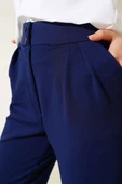 Düğmeli Pileli Pantolon Lacivert thumbnail 4