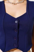 Düğmeli Kruvaze Yelek Lacivert thumbnail 4
