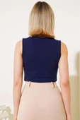 Düğmeli Kruvaze Yelek Lacivert thumbnail 3