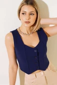 Düğmeli Kruvaze Yelek Lacivert thumbnail 1