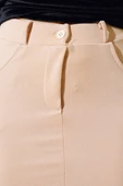 Yırtmaçlı Midi Etek Camel - 4