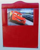 Başlık DK 90345 Tek Kişilik 100 Arabalar Model Suni Deri Kırmızı Kumaş El Yapım - 1