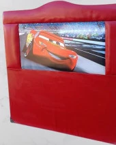 Başlık DK 90345 Tek Kişilik 100 Arabalar Model Suni Deri Kırmızı Kumaş El Yapım - 4