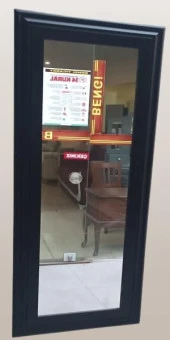 Boy 90346 Duvar Aynası 45'e 115 MDF Lam Kenar Siyah Flotal Ayna Kutuda Sevk El Yapım - 3