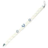 925 Ayar Gümüş 2li Balık Sırtı Elişi Saç Örgüsü Nazar ve Kalp Bileklik thumbnail 3