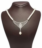 Gümüş İnci Kolye, Beyaz thumbnail 3