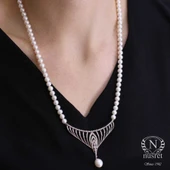 Gümüş İnci Kolye, Beyaz thumbnail 2