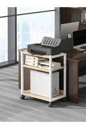 servetavcı Yazıcı ve Kasa Sehpası Atlantik Çam Beyaz (FRENLİ TEKERLİ) 30x45 thumbnail 1