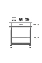 servetavcı Yükseklik Ayarlı ve Çift Raflı Çalışma Masası - Ceviz (Tekerli) 80x40 cm thumbnail 3