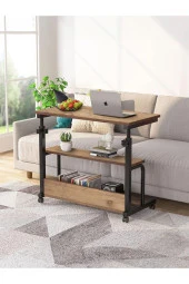 servetavcı Yükseklik Ayarlı ve Çift Raflı Çalışma Masası - Atlantik Çam (Tekerli) 80x40 thumbnail 1