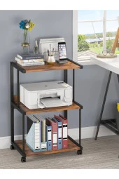 servetavcı Raflı Yazıcı Sehpası - Atlantik Çam 45x30 (Frenli Tekerli) - 2