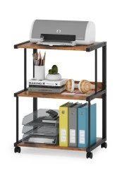 servetavcı Raflı Yazıcı Sehpası - Atlantik Çam 45x30 (Frenli Tekerli) - 4