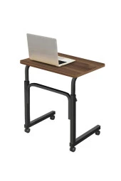 servetavcı Yükseklik Ayarlı Laptop Sehpası Ve Çalışma Masası -Ceviz (TEKERLİ) 60x40 Oval Kenar - 1