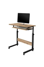 servetavcı Yükseklik Ayarlı ve Klavyelikli Laptop Sehpası - Atlantik Çam 70x40 (Frenli Tekerli) thumbnail 1