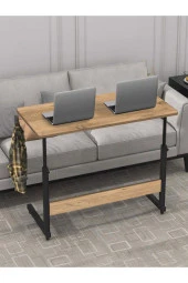 servetavcı Yükseklik Ayarlı Çalışma Masası - Atlantik Çam (TEKERLİ) 100x50 Oval Kenar thumbnail 1