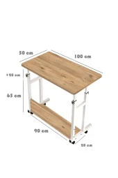 servetavcı Yükseklik Ayarlı Çalışma Masası - Atlantik Çam 2 (TEKERLİ) 100x50 Oval Kenar - 2