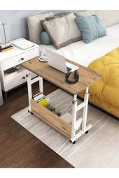 servetavcı Yükseklik Ayarlı Çalışma Masası - Atlantik Çam 2 (TEKERLİ) 100x50 Oval Kenar - 3