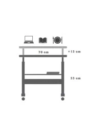 servetavcı Yükseklik Ayarlı Ve Çift Raflı Laptop Sehpası Ve Çalışma Masası - Çam Beyaz (Tekerli) 70x40 - 2