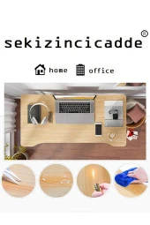 servetavcı Yükseklik Ayarlı Çalışma Masası - Atlantik Çam (TEKERLİ) 100x50 Oval Kenar thumbnail 4