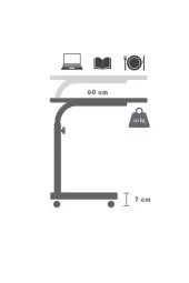 servetavcı Yükseklik Ayarlı Laptop ve Servis Sehpası - Atlantik Çam Beyaz (Tekerli) Oval Kenar thumbnail 2