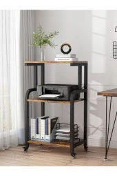 servetavcı Raflı Yazıcı Sehpası - Atlantik Çam (Frenli Tekerliİ) 45x30x90 thumbnail 1