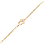 Altın Zincir Kalp Bileklik 14K Rose Gold Taşlı thumbnail 1