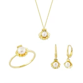 Altın 3'lü Takı Seti İstiridye 14K Gold thumbnail 1