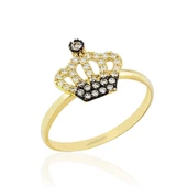 Sarı Altın Taç Yüzük 14K thumbnail 1