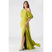 Drape Detaylı Düşük Omuz Abiye Ehel - 2