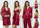 Jeremi 613 Gecelik Sabahlık Dantelli Saten 6'LI Set Çeyiz Takım - 9