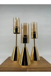 Şamdan 3lü Konik Metal - 3