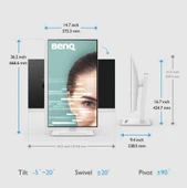 BenQ GW2790QT 27 IPS 2K QHD 75hz HDMI USB-C 3xUSB 3.2 2xDP Daisy Chain Pivot Eye Care Beyaz Monitö thumbnail 8