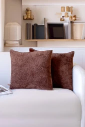 Teddy Puffy Kırlent Kılıfı 2li Kahve - 1