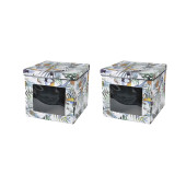 SAKLAMA KUTUSU SETİ TROPİKAL DESENLİ PENCERELİ 2 ADET 28X28X26CM - 1