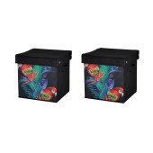 SAKLAMA KUTUSU SETİ,KAPAKLI PAPAĞAN DESEN KUMAŞ 2 ADET 28X28X28CM - 1