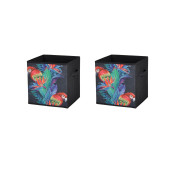 SAKLAMA KUTUSU SETİ,KAPAKLI PAPAĞAN DESEN KUMAŞ 2 ADET 28X28X28CM - 2