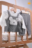 Babyhola Ayıcık Figürlü Erkek Kız Bebek Uzun Kollu Body Pantolon 2'li Alt Üst Takım 13569 - 2