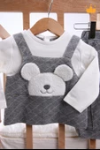 Babyhola Ayıcık Figürlü Erkek Kız Bebek Uzun Kollu Body Pantolon 2'li Alt Üst Takım 13569 - 3