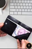 Minimal ve Ergonomik Siyah Cüzdan – 6 Kartlık – Kağıt Para Bölmeli – Kartlık ve Cüzdan Modeli - 2