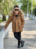 MODAVALS ERKEK ÇOCUK GARSON BEDEN İTHAL TAK ÇIKAR KÜRKLÜ CEPLİ FERMUARLI DÜĞMELİ BONDİT KUMAŞ KIŞLIK MONT-KAHVE 851247961 thumbnail 7