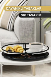 Bino Servis Sunum Tepsisi Ikramlık Gold Büyük Lüks Organizer Sofra Mutfak Söz Nişan Tepsisi - 2