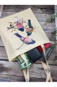 Kuş Desenli Baskılı Kumaş Çanta Omuz Askılı Bez Çanta - 3