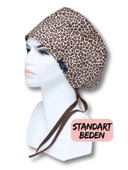 Standart Beden Leopar Desenli Cerrahi Bone Doktor Hemşire Sağlıkçı Hastane Aşçı Bonesi thumbnail 1