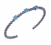 925 Ayar Gümüş Toplu Siyah Rodajlı Taşlı Bilezik thumbnail 4