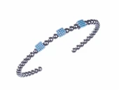 925 Ayar Gümüş Toplu Siyah Rodajlı Taşlı Bilezik thumbnail 3