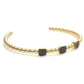 925 Ayar Gümüş Toplu Siyah Taşlı Bilezik thumbnail 1