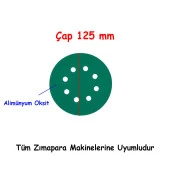 Delikli Yeşil 125 mm Cırt Zımpara 220 Kum Kaporta Boya Duvar Metal Mobilya Cila Parlatma 5 Adet - 2