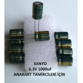 10 adet Orjinal SANYO 1000Uf 6.3V (8X12Mm) Elektrolitik Kondansatör thumbnail 1